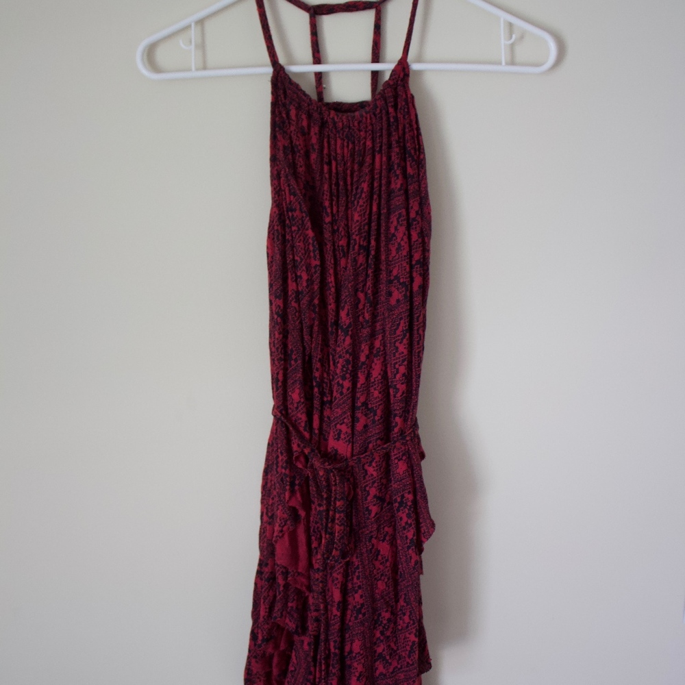 Free People Layered Tank w/ waist tie & ladderback